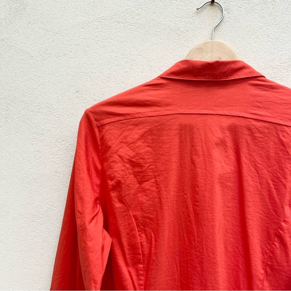 Next Women's Shirt UK 20 Bright Orange Stretch Button Back Roll Tab Sleeves Plus - Picture 7 of 7